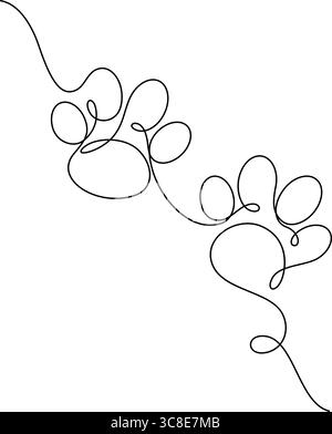 Tierpfoten Fußabdruck durchgehende Linienzeichnung minimalistisch dekorativ Stock Vektor