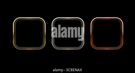 Rahmen in goldenen, silbernen und bronzenen Farben. Vektor Stock Vektor