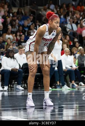 College Park, USA. August 2025. Shakira Austin #0 und die Washington Mystics spielen am 3. August 2025 in der Gateway Center Arena im College Park, GA, den Atlanta Dream. (Foto: Lawrence Cooper/SIPA USA) Credit: SIPA USA/Alamy Live News Stockfoto