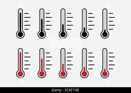 Thermometersymbol isoliert auf weißem und transparentem Hintergrund. Abbildung des Messvektors Temperatur kalt heiß celsius Stock Vektor