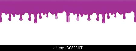 Lila tropfende Farbe, die einen auffälligen abstrakten Rand auf weißem Hintergrund schafft, ideal für künstlerische oder Werbedesigns. 3D-Vektorhintergrund Stock Vektor