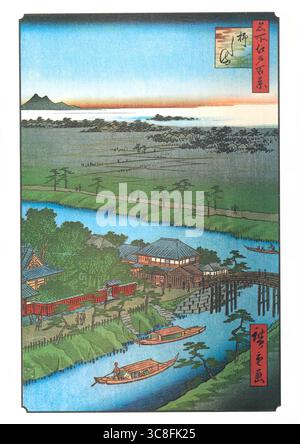 Hundert berühmte Ausblicke auf Edo von Utagawa Hiroshige - 1857: #32, Yanagishima Stockfoto