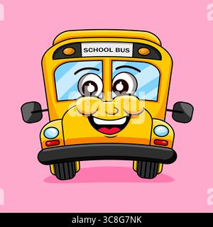 Schulbus Maskottchen Vektor Illustration Cartoon Design, Back To School Thema Stock Vektor