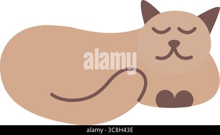 Hauskatze liegend und schlafend. Niedlicher, einfacher, flacher Tiercharakter. Glückliches Haustier. Stock Vektor