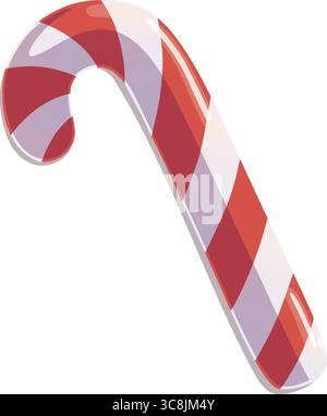 Klassischer roter und weißer Weihnachtszuckerstock lokalisiert auf weißem Hintergrund, Vektor-Illustration Stock Vektor