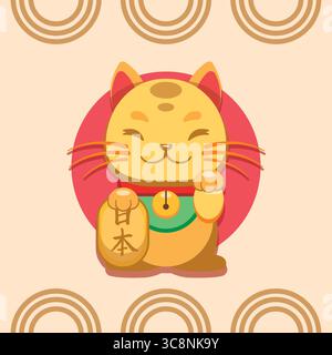 Japanisches Glückskatzenmuster. Vektor Stock Vektor
