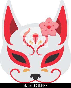 Japanische Kitsune Fuchs Maske. Vektor Stock Vektor