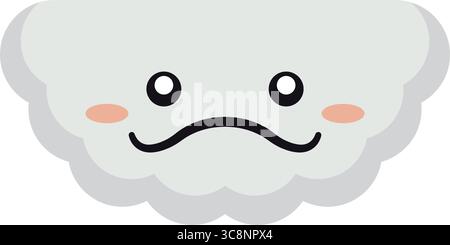 Niedliches Kawaii-Wolkensymbol. Vektor Stock Vektor