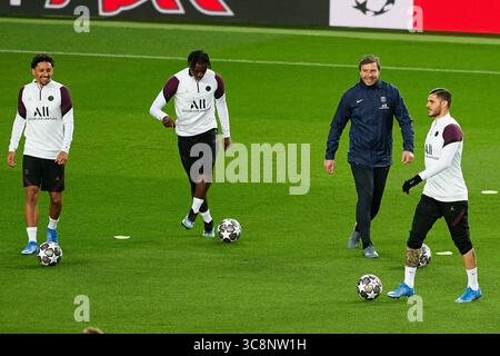 15. Februar 2021, Barcelona, Spanien: Moise Kean aus Paris Saint Germain während des Trainings in Camp Nou in Barcelona, Spanien. (Bild: © Gerard Franco Crespo/DAX via ZUMA Wire) Stockfoto