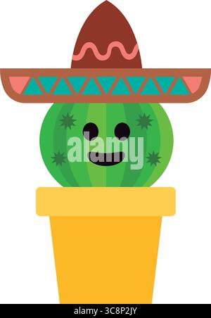 Gelber Kaktus lächelndes Gesicht. Vektor Stock Vektor