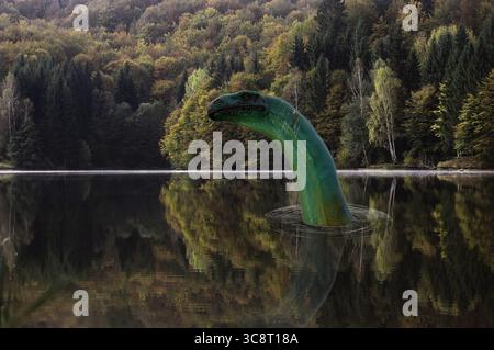 Illustration des berühmten Loch Ness Monsters. Stockfoto