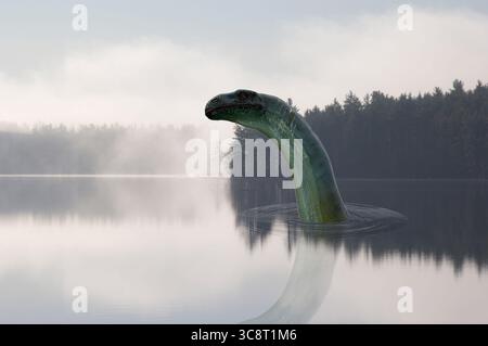 Illustration des berühmten Loch Ness Monsters. Stockfoto