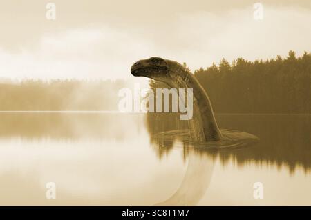 Illustration des berühmten Loch Ness Monsters. Stockfoto