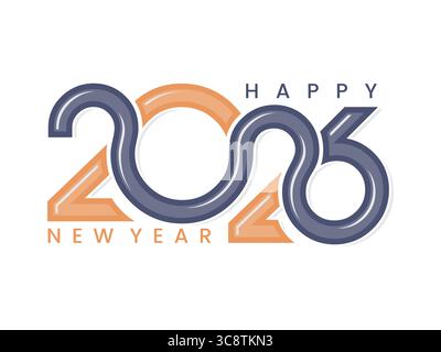 „Happy New Year 2026“ – kreative Textvorlage mit durchgehendem Logo. Vektorabbildung Stock Vektor