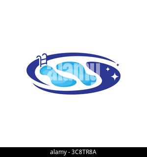 Designvorlage für Pool-Service und -Wartung. Vektorabbildung. Vektorabbildung Stock Vektor