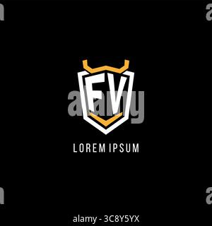 Anfängliche geometrische FV-Abschirmung Esport-Logo Monogramm-Design-Vektorgrafik Stock Vektor