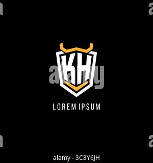 Anfängliche geometrische KH Schild Esport Logo Monogramm Design Vektorgrafik Stock Vektor