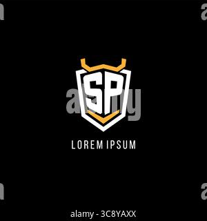 Anfängliche geometrische SP-Abschirmung Esport-Logo-Vektorgrafik im Monogramm-Design Stock Vektor