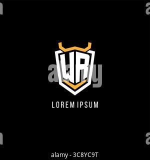 Ursprüngliche geometrische WR-Abschirmung Esport-Logo-Vektorgrafik im Monogramm-Design Stock Vektor