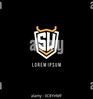 Erste SW Geometrisches Schild Esport Logo Monogramm Design Vektorgrafik Stock Vektor