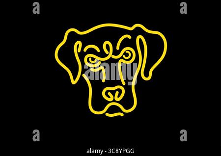 Linienkunst von Labrador Hundekopf mit zweifelhaftem Blick Stock Vektor