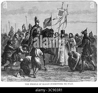 12. August 2020: The People of Kasan Submitting to Ivan, Illustration, Ridpath's History of the World, Band III, von John Clark Ridpath, LL. D., Merrill & Baker Publishers, New York, 1897 (Bild: © JT Vintage/Glasshouse Via ZUMA Wire) Stockfoto