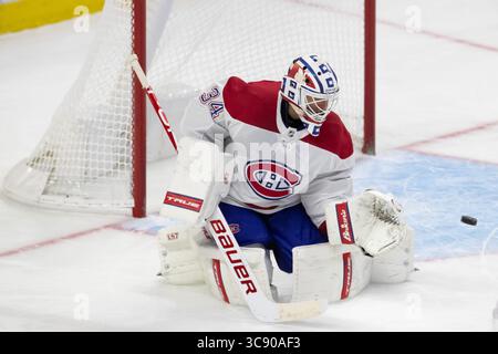 21. Februar 2021: Jake Allen (34), Torhüter der Montreal Canadiens, der im kanadischen Tire Centre in Ottawa, Kanada, zwischen den Montreal Canadiens und den Ottawa Senators ein Spiel einlegt. Daniel Lea/CSM(Kreditbild: &Copy; Daniel Lea/CSM via ZUMA Wire) Stockfoto