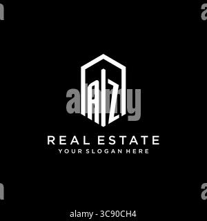 Letter AZ Logo für Immobilien mit sechseckiger Icon Design Vektorgrafik Stock Vektor