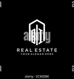 Letter BI Logo für Immobilien mit sechseckiger Icon Design Vektorgrafik Stock Vektor