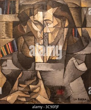 Gemälde namens junger Mann in einem grauen Pullover, Jasques Lipchiz von Diego Rivera im MOMA Art Museum in New York Stockfoto