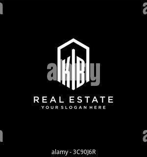 Letter KB Logo für Immobilien mit sechseckiger Icon Design Vektorgrafik Stock Vektor
