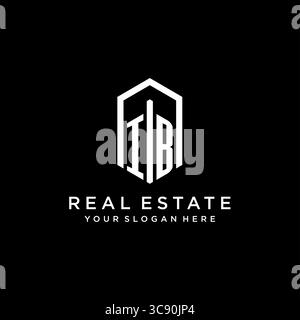 Letter IB Logo für Immobilien mit sechseckiger Icon Design Vektorgrafik Stock Vektor