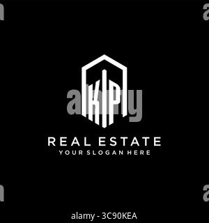Letter KP Logo für Immobilien mit sechseckiger Icon Design Vektorgrafik Stock Vektor