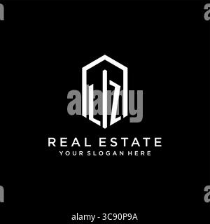 Letter LZ Logo für Immobilien mit sechseckiger Icon Design Vektorgrafik Stock Vektor