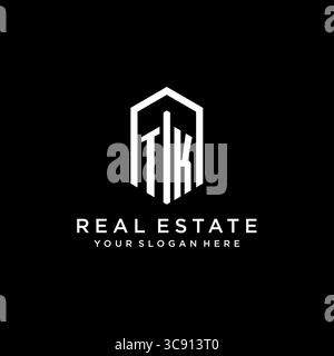 Letter TK Logo für Immobilien mit sechseckiger Icon Design Vektorgrafik Stock Vektor