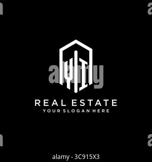 Letter YI Logo für Immobilien mit sechseckiger Icon Design Vektorgrafik Stock Vektor