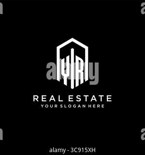 Letter YR Logo für Immobilien mit sechseckiger Icon Design Vektorgrafik Stock Vektor