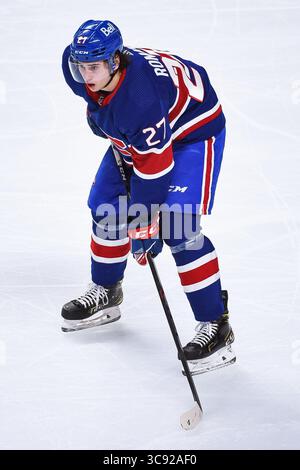 4. März 2021: Der Verteidiger Alexander Romanov (27) der Montreal Canadiens wartet im Bell Centre in Montreal, Québec auf ein gegenseitiges Spiel der Winnipeg Jets gegen das Montreal Canadiens. David Kirouac/CSM(Credit Image: &Copy; David Kirouac/CSM via ZUMA Wire) Stockfoto
