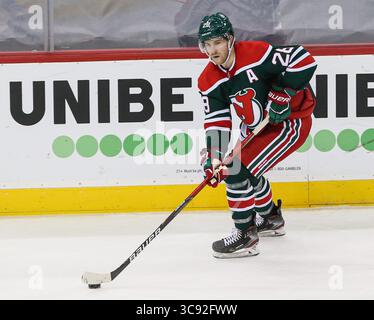 6. März 2021: Damon Severson (28), Verteidiger der New Jersey Devils, während eines NHL-Spiels zwischen den New York Rangers und den New Jersey Devils im Prudential Center in Newark, NJ Mike Langish/Cal Sport Media.(Kreditbild: &Copy; Mike Langish/CSM via ZUMA Wire) Stockfoto