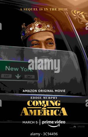 ERSCHEINUNGSDATUM: 5. März 2021 TITEL: Coming 2 America STUDIO: Amazon Studios REGISSEUR: Craig Brewer PLOT: Der afrikanische Monarch Akeem erfährt, dass er einen lange verlorenen Sohn in den Vereinigten Staaten hat und nach Amerika zurückkehren muss, um diesen unerwarteten Erbe zu treffen und eine Beziehung zu seinem Sohn aufzubauen. DIE HAUPTROLLE: EDDIE MURPHY als Akeem. (Kreditbild: © Amazon Studios/Entertainment Pictures/ZUMAPRESS.com) Stockfoto