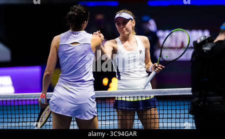 19. März 2021, St. PETERSBURG, RUSSLAND: Ekaterina Alexandrova aus Russland und Margarita Gasparyan aus Russland im Viertelfinale beim Turnier der St. Petersburg Ladies Trophy WTA 500 2021 (Credit Image: © Rob Prange/AFP7 Via ZUMA Wire) Stockfoto