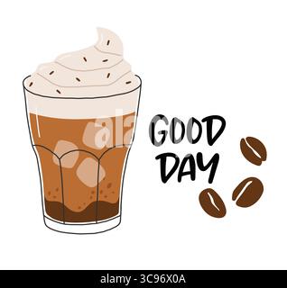 Handgezeichnete Kaffeekunst. Trendig. Kaffeetassen-Design. Design für Poster, Aufkleber, Karten Stock Vektor