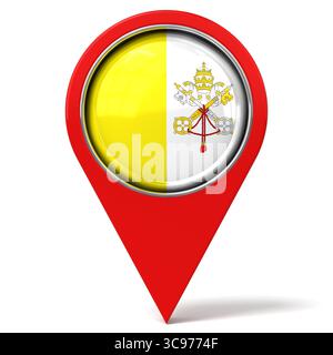 Vatikanstadt - Lage Pin mit Flagge - 3D-Illustration Stockfoto
