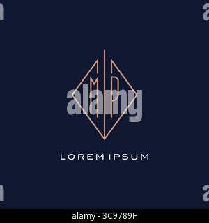 Monogramm-MP-Logo mit luxuriösem, modernem Logo im Rautenrautenstil und Vektorgrafik Stock Vektor