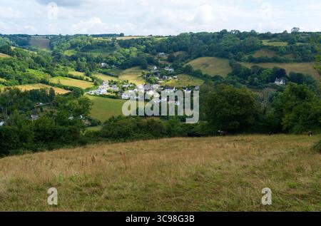 Häuser in der Nähe von Branscombe, Devon, England Stockfoto