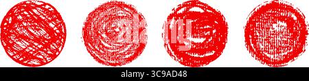 Japan Sun Icon Set. Kreativer Pinselkritzeleien mit einer Holzkohle- und Pastellvektortextur. Rote Sprechblase entwirft Elemente für die Schule Stock Vektor