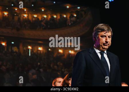 16. Oktober 2022, Vichy, Auvergne Rhone Alpes, Frankreich: VADYM OMELCHENKO, der Botschafter der Ukraine in Frankreich hält eine Rede auf dem Kongress der Regionen in Vichy. (Kreditbild: © Adrien Fillon/ZUMA Press Wire) Stockfoto