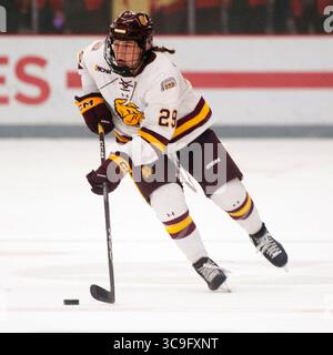 21. Oktober 2022: Minnesota-Duluth-Verteidiger Maggie Flaherty (29) führt den Puck gegen Ohio State in ihrem Spiel in Columbus, Ohio. Brent Clark/CSM (Bild: © Brent Clark/CSM via ZUMA Press Wire) Stockfoto