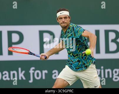 Am 11. März 2023 trifft Taylor Fritz bei den BNP Paribas Open 2023 im Indian Wells Tennis Garden in Indian Wells, Kalifornien, gegen Ben Shelton. Obligatorischer Bildnachweis: Charles Baus/CSM (Bildnachweis: © Charles Baus/CSM via ZUMA Press Wire) Stockfoto