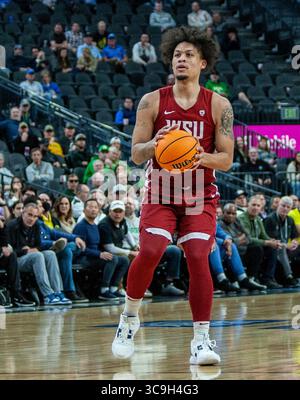 9. März 2023 Las Vegas, NV, USA Washington State Stürmer DJ Rodman (11) schießt den Ball im Viertelfinale des NCAA Pac 12 Men's Basketball Tournament zwischen Oregon Ducks und den Washington State Cougars. Oregon besiegte Washington State 75-70 in der T Mobile Arena Las Vegas, NV. Thurman James/CSM (Foto: © Thurman James/CSM via ZUMA Press Wire) Stockfoto